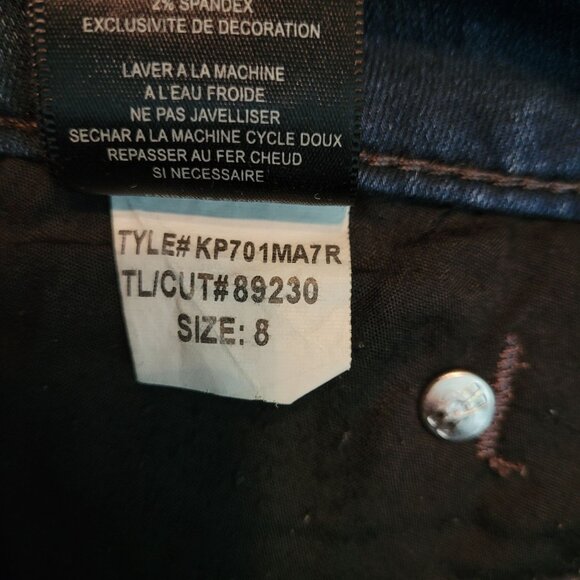 KFTK Jeans Size 8 Viv Toothpick Skinny Mid Rise Button Flap Dark Wash Stretch - Picture 6 of 12
